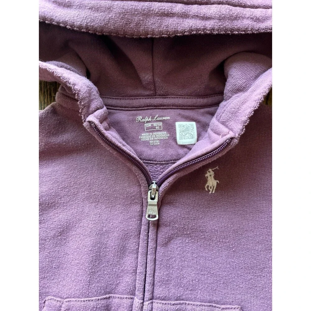 Ralph Lauren Purple Zip-up Hoodie (12M)